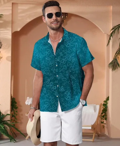 Vista 147 de KYKU - Camisa hawaiana funky para hombre, ropa tropical para vacaciones en Palm Beach
