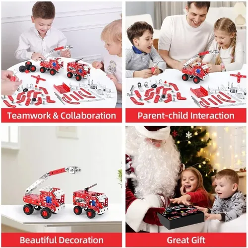 Vista 5 de Ferthor Fun Juguetes de Construcción STEM para Niños de 8-12 Años, Conjuntos Creativos Serie de Camiones de Bomberos Kit de Modelo, Juguetes