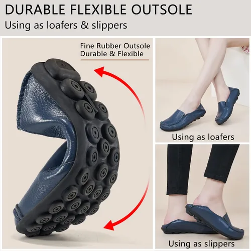 Vista 3 de Fudynmalc Mocasines para mujer, cómodos, deslizables, zapato de vestir, informal, de piel, para caminar al aire libre, conducir