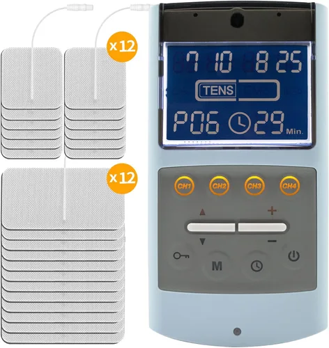 Vista 6 de iStim Estimulador muscular TENS EMS, EV-906 para alivio del dolor y fortalecimiento muscular, electrodos gelificados japoneses incluidos