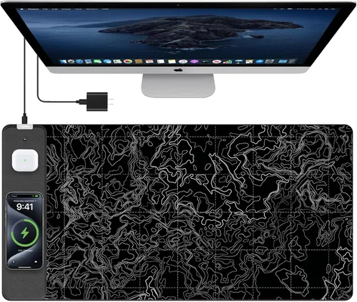 Vista 9 de TopMade Alfombrilla de Mouse de Carga Inalámbrica, Alfombrilla de Mouse para Juegos RGB, Alfombrilla de Escritorio para Oficina en Casa, 31.5" x RGB