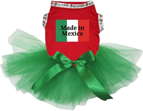 Vista 2 de Petitebella Vestido para perro cachorro con la bandera de Made in Mexico (XS, verde)