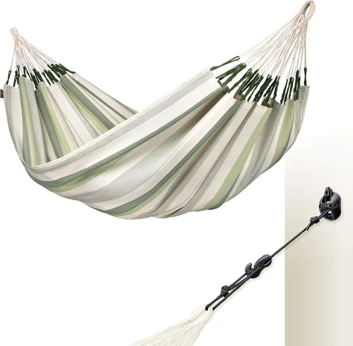 Vista 23 de LA SIESTA Brisa - Hamaca clásica colgante, hecha a mano, resistente a la intemperie, resistente a roturas para relajación en interiores y Almendra