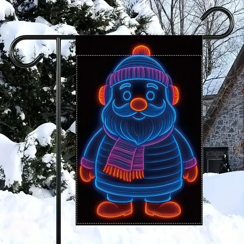Vista 14 de Bandera de jardín de Navidad ActFirst de 12 x 18 pulgadas, bandera de muñeco de nieve de familia de Navidad Feliz con árbol, pequeña decoración