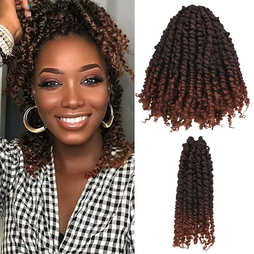 Vista 11 de Paquete de 8 paquetes de cabello de ganchillo súper corto de 6 pulgadas para mujeres negras y niños, extensiones de cabello pretrenzado suave