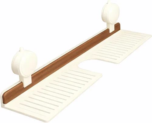 Vista 8 de Estante para lavabo de baño, moderno organizador de cocina, estantes de almacenamiento flotantes, organizador de fregadero de ducha no montado
