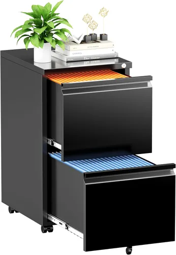 Vista 18 de INTERGREAT - Archivador de 3 cajones, gabinetes de archivo de metal con cerradura, gabinete móvil de oficina con ruedas para tamaño legal/carta