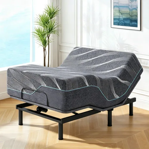 Vista 14 de Vipbear Base de cama ajustable individual XL, marco de cama de masaje doble cabezal y reposapiés, cama eléctrica con control remoto inalámbrico