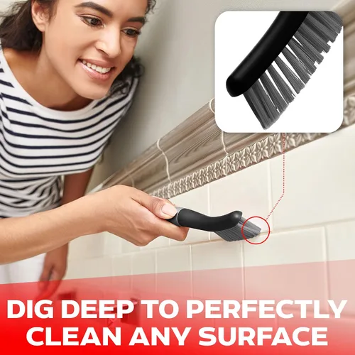 Vista 5 de Set de cepillos de limpieza de 3 piezas - Cepillo de limpieza para ducha con mango ergonómico y cerdas duraderas - Cepillo limpiador de lechada