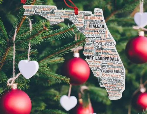 Vista 3 de Decoración de árbol de madera con adorno navideño de Florida