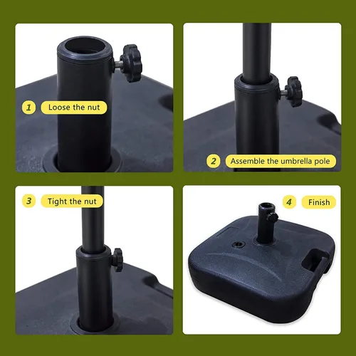Vista 4 de LOKATSE HOME Base cuadrada de plástico rellenable para exteriores, para sombrilla de patio, color negro