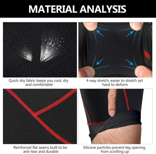 Vista 6 de NICEWIN Pantalones cortos de bicicleta acolchados 4D para hombre ropa interior de ciclismo antideslizante con cintura ancha para ciclismo bicicleta