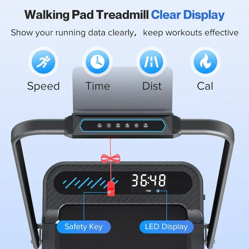 Vista 11 de Cardirun Almohadilla para caminar con 10% de inclinación, 4 en 1 plegable caminadora con barra de mango para espacios pequeños en el hogar, 3.0 HP