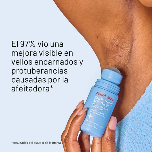 Vista 5 de Peach Slices - Solución Suavizante Tratamiento para Vellos Encarnados (1.69 oz) - Suaviza, Alivia, Ablanda la Piel - Rodillo 360 - BHA, AHA, PHA