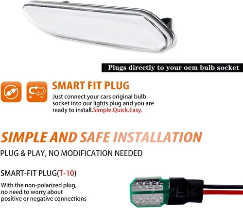 Vista 3 de ADIIL Lente transparente ámbar Full LED Front Fender Turn Signal Side Marker Lights Compatible con MINI Cooper R60 Countryman R61 Paceman 2011-2016