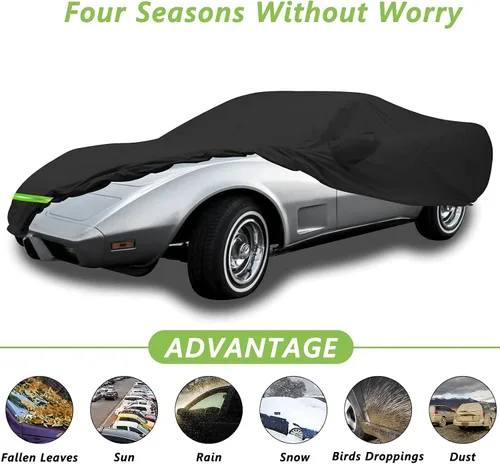 Vista 3 de YIXIN Fundas impermeables para automóvil para 1968-1982 C3 Corvette, cubierta de automóvil 190T cubre ajuste del cliente correa 100% impermeable