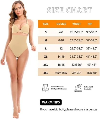 Vista 5 de Tummy Control Thong Shapewear for Women High Waisted Body Shaper Seamless Shaping Panties Waist Cincher Girdle Underwear