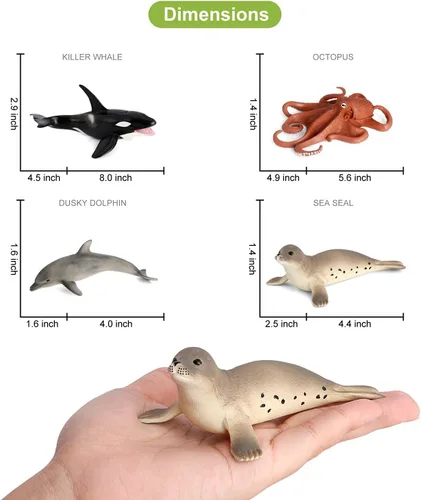 Vista 6 de Volnau Figuras de juguetes de criaturas marinas, 8 piezas de figuras de animales del océano de la Antártida para niños pequeños, decoración