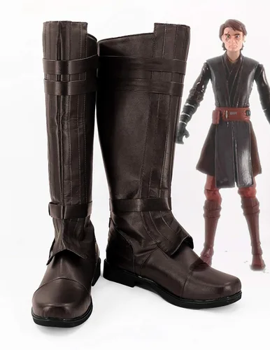 Vista 4 de Botas de disfraz de Obi Wan Kenobi para hombre, zapatos de Anakin Skywalker Kylo Ren para cosplay