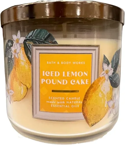 Vista 2 de Bath & Body Works ICED Lemon Pound Cake - Vela perfumada de 3 mechas - Nuevo aroma 2023