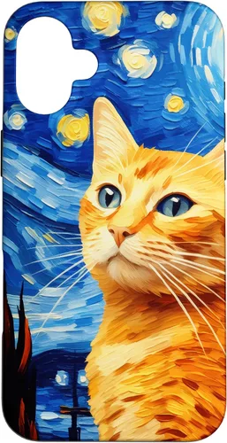 Vista 23 de Orange Tabby Cat Starry Night Vincent Van Gogh - Carcasa para iPhone 17