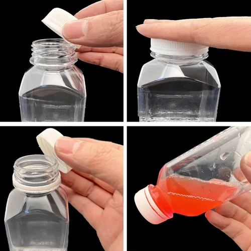 Vista 3 de 8 botellas de plástico para jugo de 8 onzas, botellas transparentes reutilizables, tapa blanca