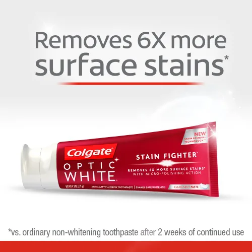 Vista 4 de Colgate Pasta dental blanqueadora Optic White Stain Fighter - 4.2 onzas (24 tubos)