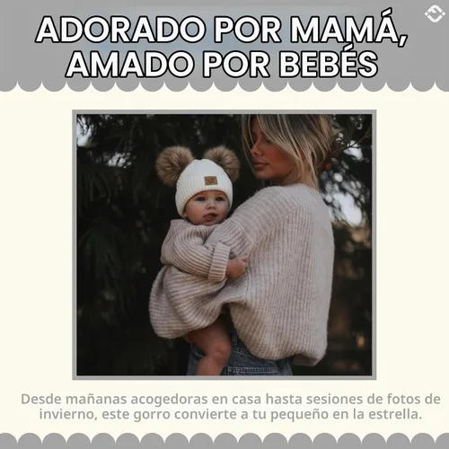Vista 5 de Funky Junque Gorro de invierno con doble pompón para bebé de 0 a 12 meses, bonito gorro de punto acogedor para clima frío Patrón de tejido