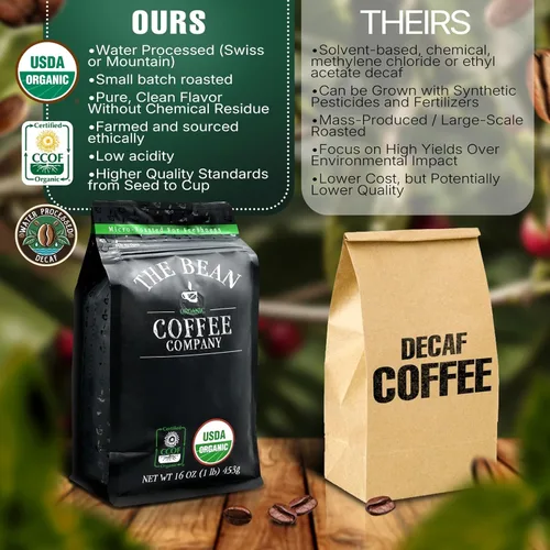 Vista 7 de The Bean Organic Coffee Company - Grano Aloha DECAF procesado con agua (avellana hawaiana), tostado medio, café molido, bolsa de 16 onzas, Café