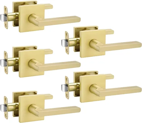 Vista 51 de Goldenwarm Manijas de puerta de oro cepillado para interiores, manijas