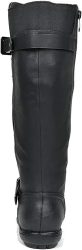 Vista 5 de DREAM PAIRS - Botas de invierno altas hasta la rodilla con forro de piel sintética para mujer