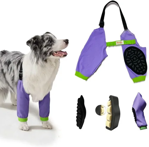Vista 8 de Codera para perro, protector de pierna delantera con correa para el hombro, almohadillas antilamer para displasia de codo, callos y recuperación