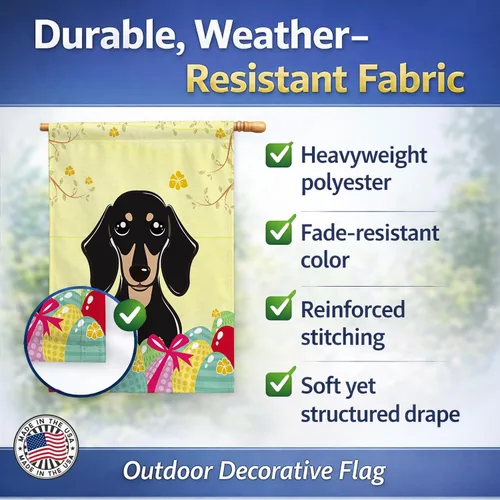 Vista 693 de Caroline's Treasures BB1923GF Bandera decorativa para jardín con diseño de Border Collie, para caza de huevos de Pascua, para jardín, jardín, patio