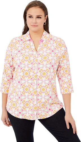 Vista 5 de Foxcroft Blusa de medallones de manga 34 para mujer