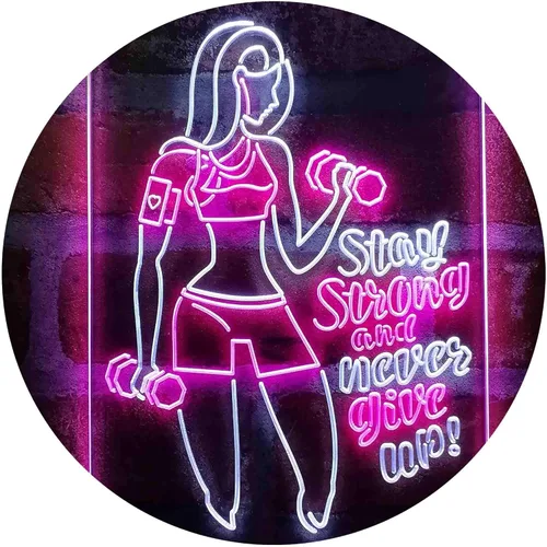 Vista 9 de ADVPRO Fitness Club Gym Stay Strong Never Give Up Dual Color LED Neon Sign azul & rojo 8 x 12 pulgadas st6s23-i4043-br