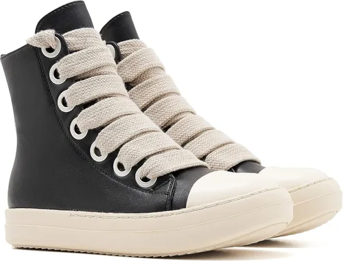 Vista 2 de AmoreParis Tenis altos para mujer, con cordones, cómodos, con cremallera, plataforma