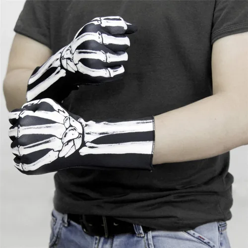 Vista 7 de AXBXCX Guantes de esqueleto de dedo completo para muñeca, guantes de baile largos de Halloween