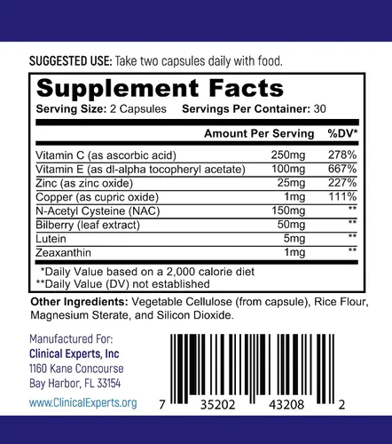Vista 3 de Navan EyeRx Antioxidante AREDS 2 Suplemento de vitaminas y minerales para la salud general de los ojos por expertos clínicos – Luteína, zeaxantina