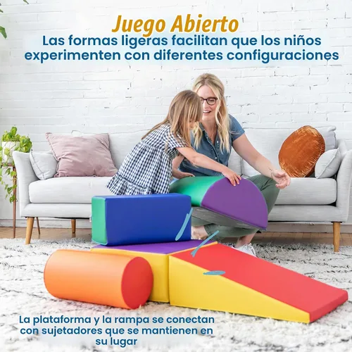 Vista 4 de ECR4Kids SoftZone - Juego de trepar y gatear, bloques de construcción, surtido, 5 piezas Espuma suave, cubierta de poliuretano, certificado