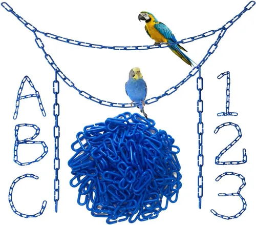 Vista 6 de 200 piezas de eslabones de plástico negro y juguetes - Clip en C entrelazado para jaula de pájaros accesorios para periquitos, planeadores