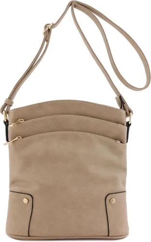 Vista 34 de Bolso cruzado grande con triple bolsillo con cremallera.