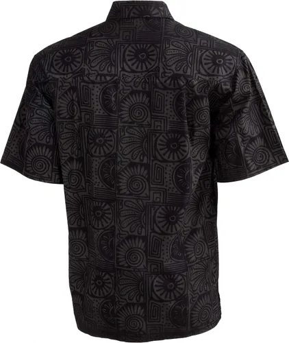 Vista 3 de Johari West Camisa de batik hawaiana tropical de verano de Antigua, Azul