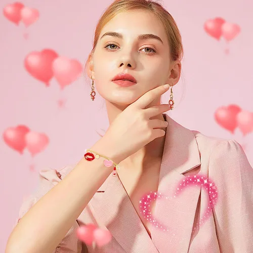 Vista 7 de SANNIX 110 dijes para el día de San Valentín, esmalte dorado para hacer
