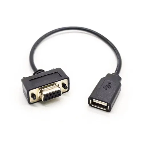 Vista 3 de Elecbee DB9 hembra a USB2.0 cable de alimentación hembra 0.2M, utilizado en aplicaciones informáticas e industriales para transferencia de datos