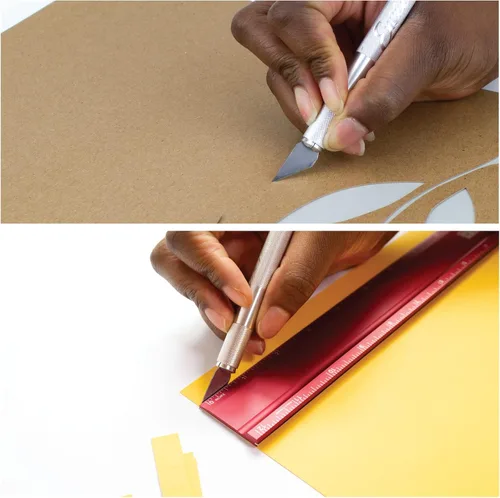Vista 4 de Excel Blades K2 - Juego de cuchillos de hobby de servicio medio, paquete de 3 cuchillos de precisión con cuchillas #24 para tallar y manualidades