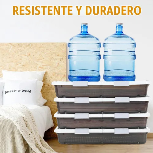 Vista 6 de Beeveer - 4 contenedores de plástico para debajo de la cama, 31.5 x 15.8 x