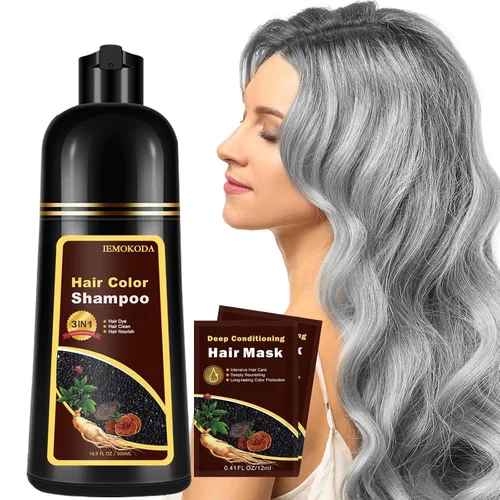 Vista 9 de Champú natural de tinte para el cabello castaño claro, champú de tinte para el cabello 3 en 1, tinte de cabello marrón para hombres y mujeres Marrón
