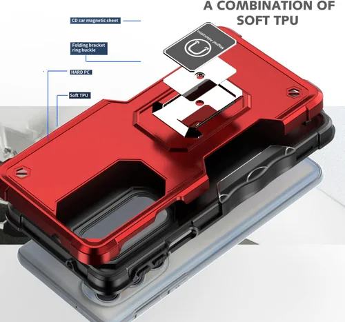 Vista 6 de Funda para Moto Edge Plus 2022/Edge X30/Edge 30 Pro con protector de pantalla, soporte magnético integrado para automóvil, funda protectora para Rojo