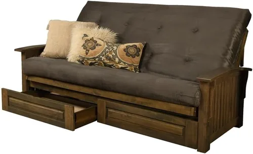 Vista 12 de Kodiak Furniture Washington - Marco de futón tamaño Queen con cajones de almacenamiento, marco de futón de madera con colchón incluido en color azul