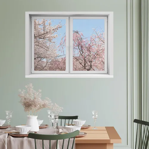 Vista 9 de SIGNWIN Adhesivo de pared removible/mural de pared para ventana, vegetación exuberante y árboles iluminados por el sol, fotografía, realismo